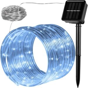 Napelemes fényfüzér hideg fehér 100 LED - 10m