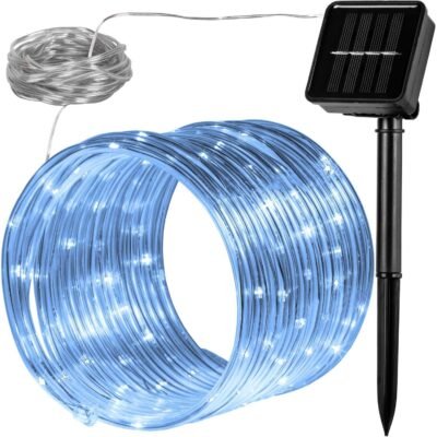 Napelemes fényfüzér hideg fehér 100 LED - 10m