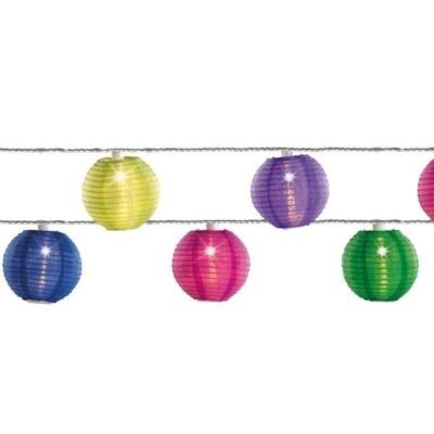 Kültéri hálózatos lampionfüzér színes, 20 LED