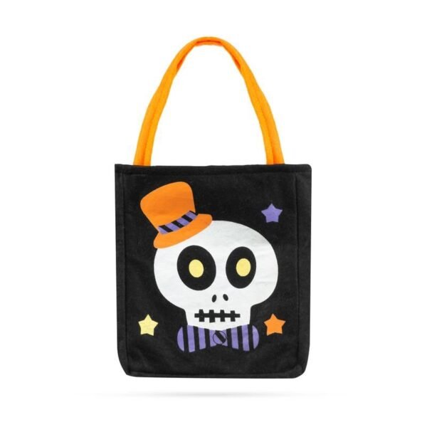 Halloween ajándéktáska - textil, koponya, 18 x 22 cm