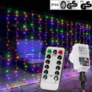 LED-es fényfüggöny, meleg fehér 3x6m (600 LED) – távirányítóval