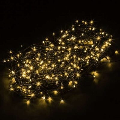 LED-es fényfüzér meleg fehér 60m (600 LED), zöld kábel