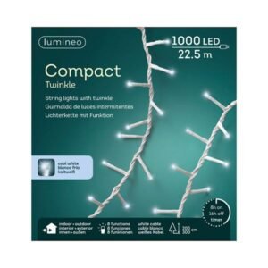kültéri fényfüzér 22,5m 1000 led fehér kábel 2