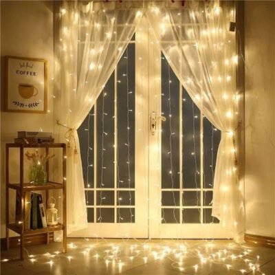 LED fényfüggöny, meleg fehér 3x3m (300 LED)