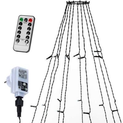 LED fényfüzér függöny gyűrűvel, hideg fehér 10x8m (360 LED)