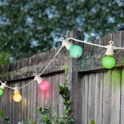 Kültéri LED fényfüzér égősor 9,5 m, 20 izzó, színes,