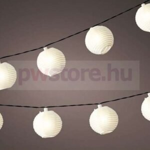 Kültéri hálózatos lampionfüzér fehér 9,5m, 20 LED