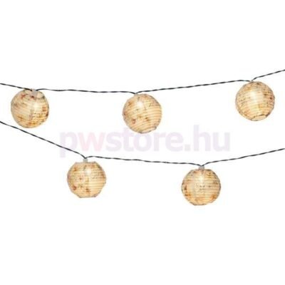 Napelemes lampionfüzér (10 virágmintás lampion, 10 meleg fehér LED) V