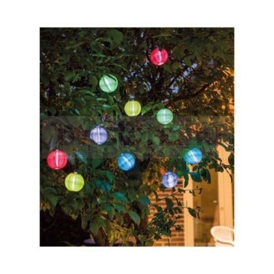 Kültéri hálózatos lampionfüzér színes, 20 LED