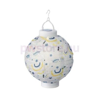 Napelemes kék mintás LED lampion (20 cm)