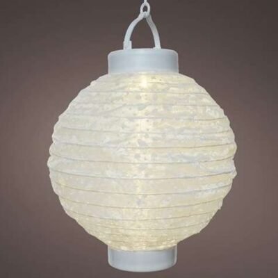 Napelemes lampion 20 cm fehér, vízcsepp minta