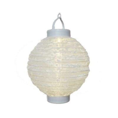 Napelemes lampion 20 cm fehér, vízcsepp minta