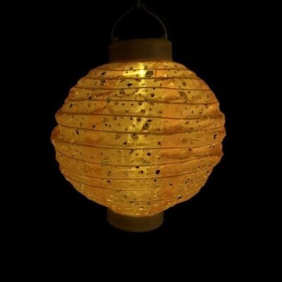 Napelemes lampion 20 cm pink, vízcsepp minta