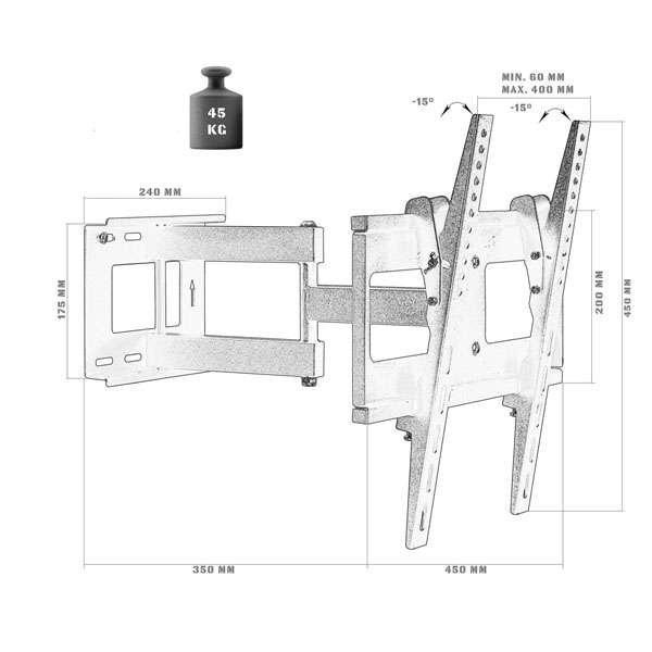 TV tartó konzol VESA 45 kg 32''-65'' 3 TV tartó konzol VESA 45 kg 32”-65”