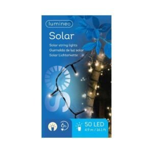 Napelemes fényfüzér meleg fehér 8 funkció, 50 LED 4,9 m