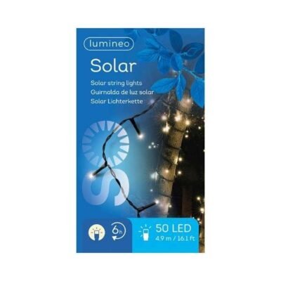 Napelemes fényfüzér meleg fehér 8 funkció, 50 LED 4,9 m