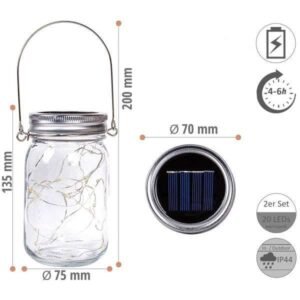 Szolár üveg dekor szett 20 LED 2 db