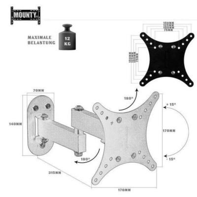 TV tartó konzol VESA 12 kg 13”-37” s