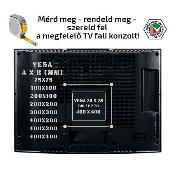 TV tartó konzol VESA 35 kg 32''-75'' B 5 Univerzális fali TV tartó fali konzol