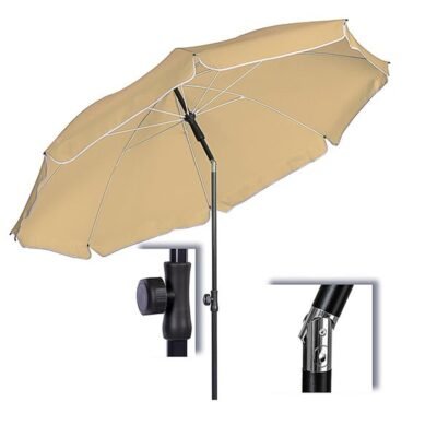 A 200 cm méretű STILISTA® dönthető napernyő 160g/m² erős poliészterből készült, gyorsan, egyszerűen nyitható és zárható, hordtáskával együtt szállítjuk. A szabályozható esernyődőlésnek köszönhetően az árnyékolás mértéke egyszerűen beállítható.