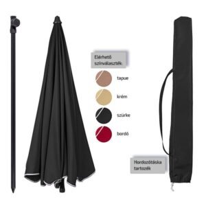 A 200 cm méretű STILISTA® dönthető napernyő 160g/m² erős poliészterből készült, gyorsan, egyszerűen nyitható és zárható, hordtáskával együtt szállítjuk. A szabályozható esernyődőlésnek köszönhetően az árnyékolás mértéke egyszerűen beállítható.
