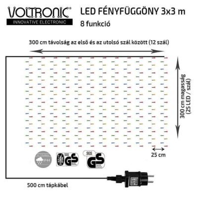Fényfüggöny energiatakarékos LED izzóból áll, kül- és beltéren egyaránt használható , közvetlen 230 V-os csatlakozóval. Lenyűgöző hangulatot teremt a teraszra, a kertbe vagy a ház falára helyezve.