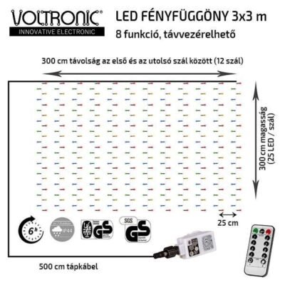 Fényfüggöny energiatakarékos LED izzóból áll, kül- és beltéren egyaránt használható , közvetlen 230 V-os csatlakozóval. Lenyűgöző hangulatot teremt a teraszra, a kertbe vagy a ház falára helyezve.
