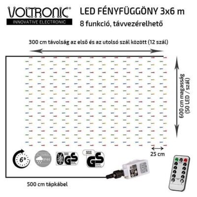 Fényfüggöny energiatakarékos LED izzóból áll, kül- és beltéren egyaránt használható , közvetlen 230 V-os csatlakozóval. Lenyűgöző hangulatot teremt a teraszra, a kertbe vagy a ház falára helyezve.