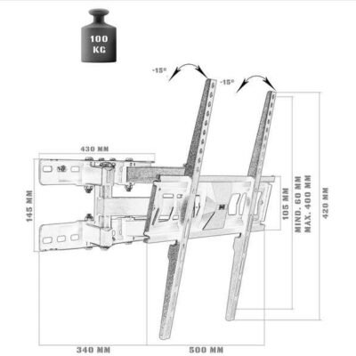 TV tartĂł konzol VESA 100 kg 32â-86â