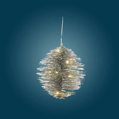 Micro LED karácsonyi gömbdísz 25 cm, ezüst – 2. kép