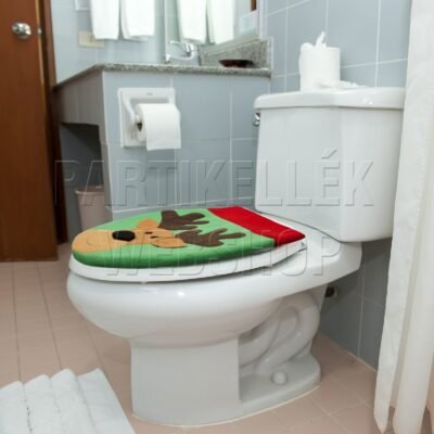 Karácsonyi WC-ülőke dekor, rénszarvas mintás – 2. kép