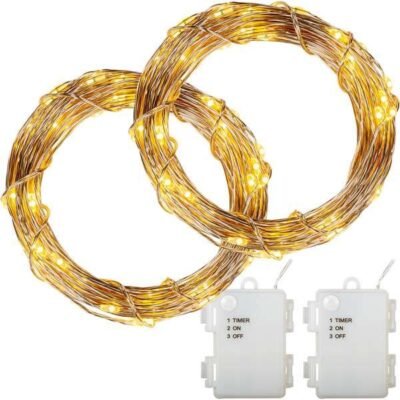 Micro LED tündérfény meleg fehér, elemes